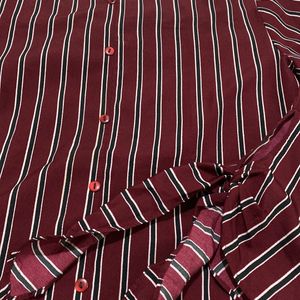 Maroon Vertical Striped Top