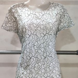 Floral Embroidery Work Net Top