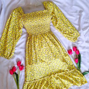 Pretty Yellow Floral Dress