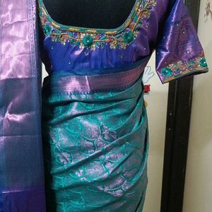 Saree With Work Blouse