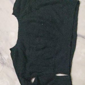 Black Woolen Off Shoulder Sweater