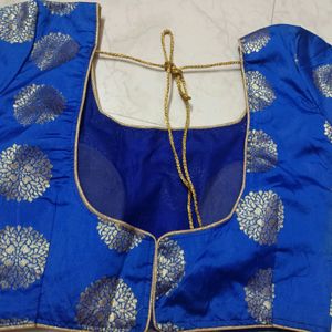 Blue Silk Stiched Blouse Padded Size: 30"/32"/34