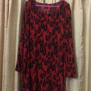 Imported Top/Tunic Red Leopard Prints