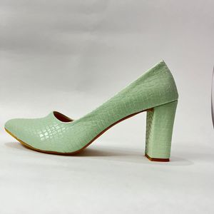 Sea Green Broad Heels For Women