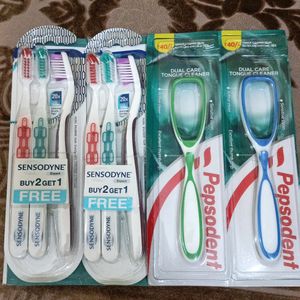 Combo Pack Of Toothbrush (Soft) With Tongue Cleane