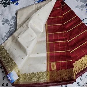 Off White With Maroon Saree