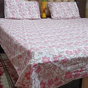 Double Bedsheet With Two Pillow Cover