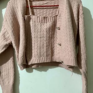 Cardigan Cami Woolen Set