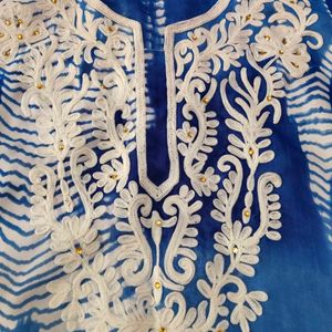 Blue Embroidery Kurti