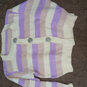 Lavender Cream Sweater Woolen Size M