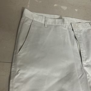 White straight cut pants