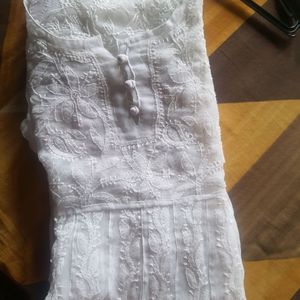 Ada White Chikankari Anarkali