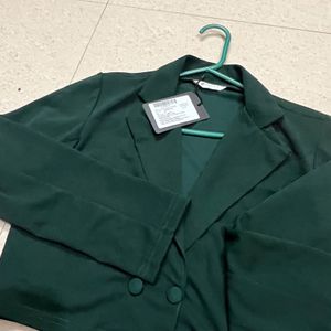 Trendy Bottle Green Mid Length Blazer