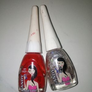 Red And Glitter Candy Nail Polish