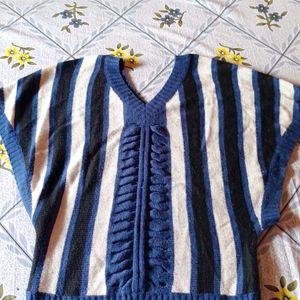 Striped V- Neck Knit Woolen Top