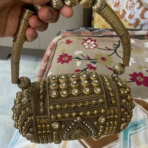 Bridal Golden Antique Purse