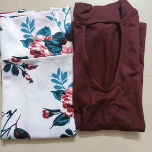 Maroon Top And Floral Skirt