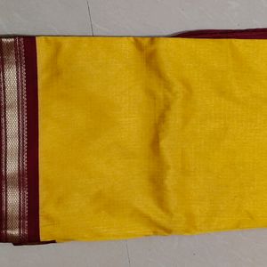 Yellow Saree With Red Border