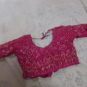 Stitched Pink Colour Blouse