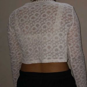 White Net Top With Jackwt For Party Wear