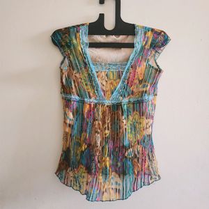 Multicolour Pleated Top