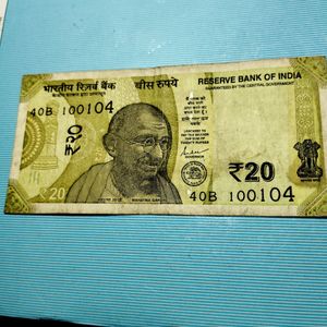 Rs20 note sl# 100104