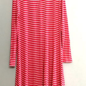 Full Sleeve Red Stripped Loose Fit Dress ❤️👗