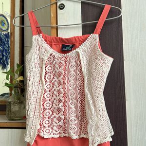 Sexy Pink N White Combo Spaghetti Top For Summer