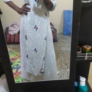 White A Line Kurti Full Length