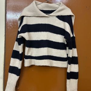 Korean Stripped Cropped Sweater