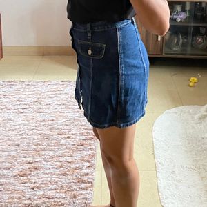 Front Bottom Denim Skirt