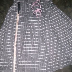 Pink Top With Gray Skirt