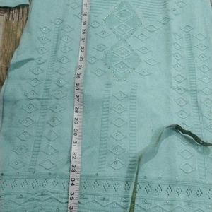 Woolen Sky Blue Kurti