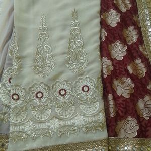 Georgette Saree With Heavy Work Embroidery