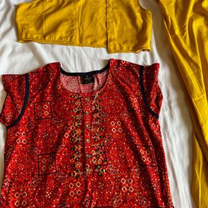 Red And Yellow Jacket Kurti For Women