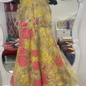 Yellow Net Frock Or Gown