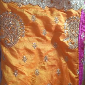 ROYAL ORANGISH PINK FESTIVE SAREE.