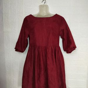 Maroon full sleeves Mini Frock Dress