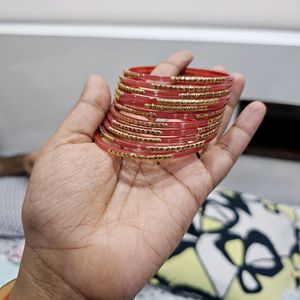 Pink Glass Bangles Set