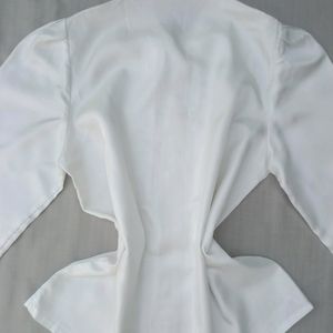 New Korean Trendy Puff Sleeves White Vest Shirt