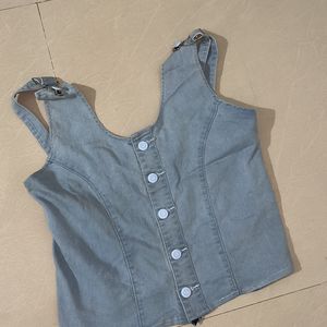 Backless Denim Crop Top