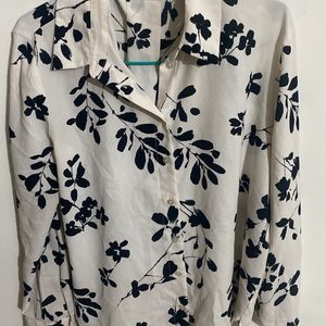 Floral Off White and Black Mango Shirt