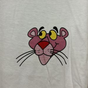 Backprint Pink Panther Graphic T-shirt In White