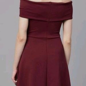 Maroon Women's Stretchable Polyester Wrap Dress