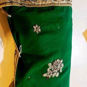 Green Golden Saree