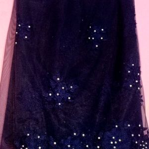 Blue New Net Saree with Blouse पीस Attached