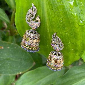 peacock design earrings