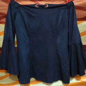 Beautiful Navy Blue Color Off Shoulder Top