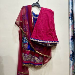 Blue Pink Sharara Set With Dupatta