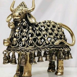 Metal Dhokra Art bell Nandi Statue